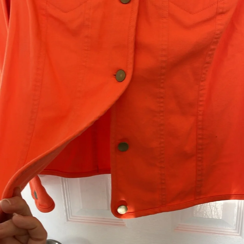 PENDLETON  BRIGHT ORANGE DENIM STRETCH BUTTON UP JACKET TOP SIZE SMALL